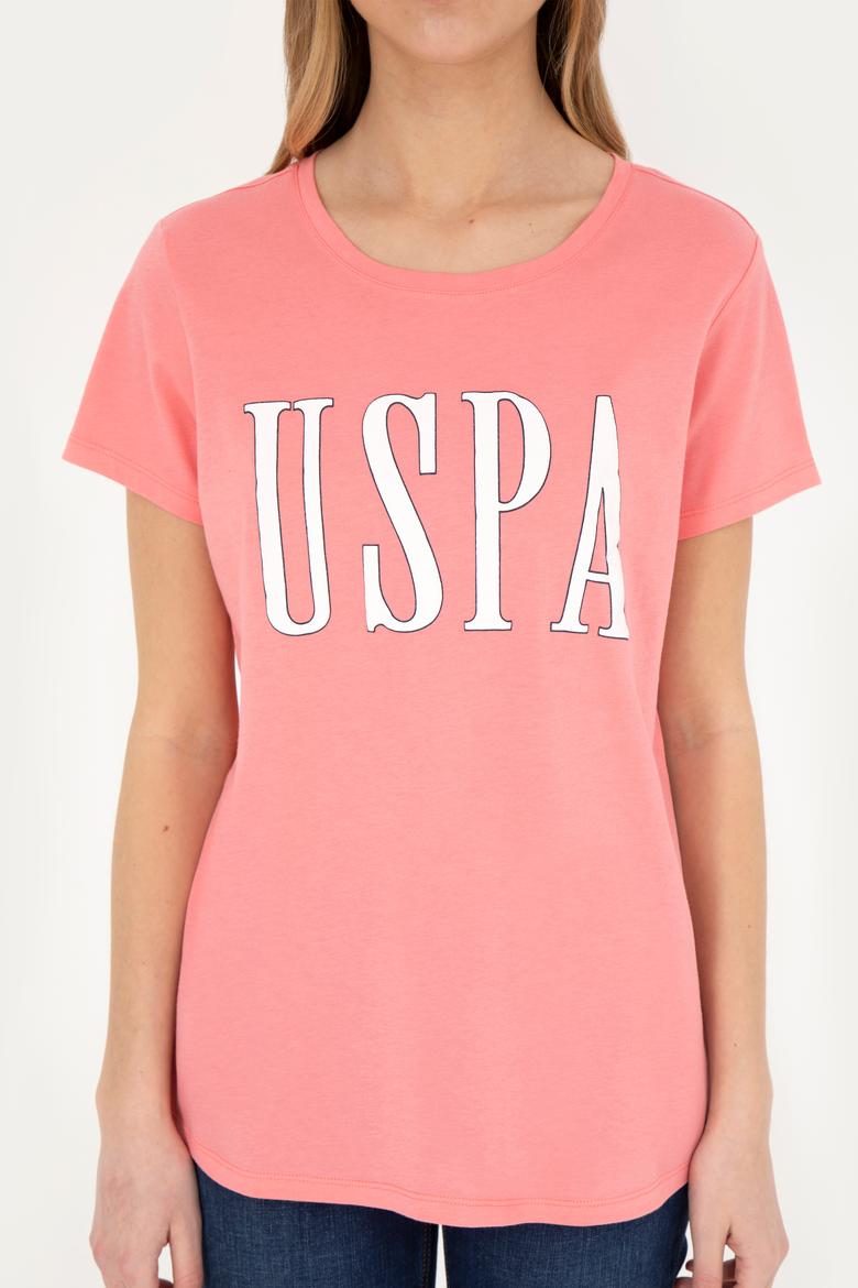 Kadın Neon Pembe Bisiklet Yaka Tişört - 50285843049