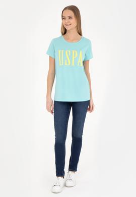 Kadın Mint Bisiklet Yaka Tişört - 50285843081