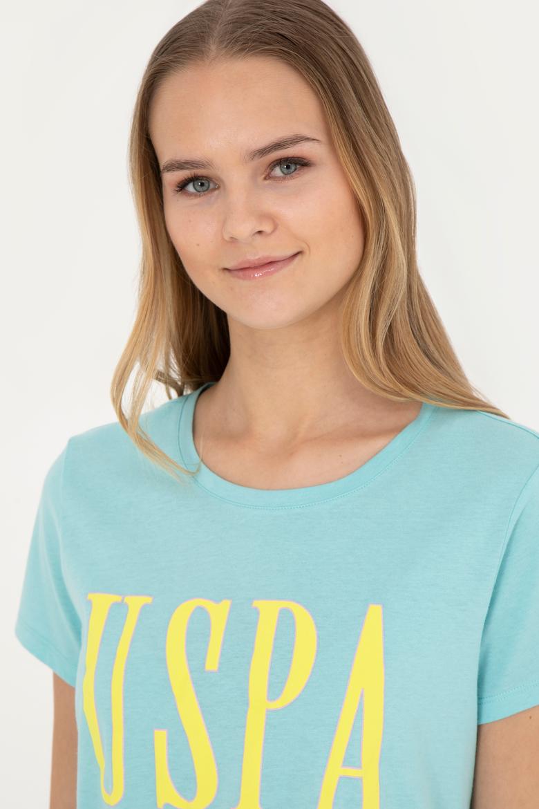 Kadın Mint Bisiklet Yaka Tişört