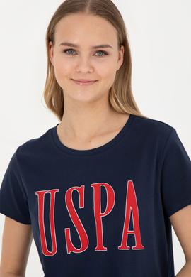 Kadın Lacivert Bisiklet Yaka Tişört - 50285843115