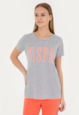 Kadın Gri Melanj Bisiklet Yaka Tişört - 50285843007