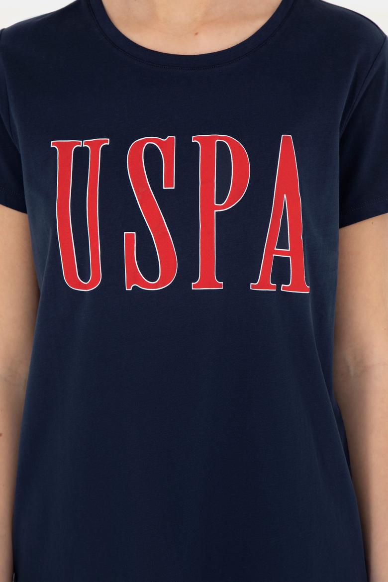 Kadın Lacivert Bisiklet Yaka Tişört - 50285843115