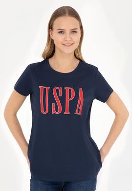 Kadın Lacivert Bisiklet Yaka Tişört - 50285843115