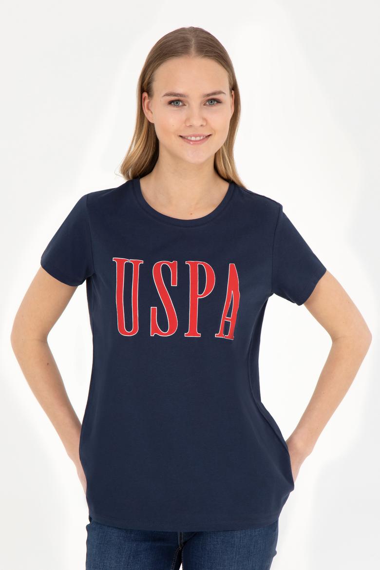 Kadın Lacivert Bisiklet Yaka Tişört - 50285843115