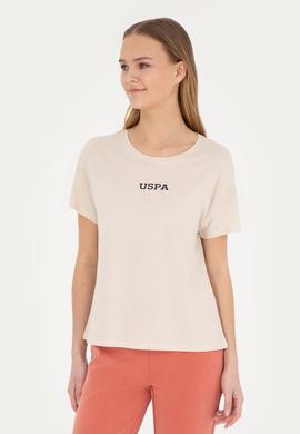 Kadın Krem Bisiklet Yaka Tişört - 50285886003