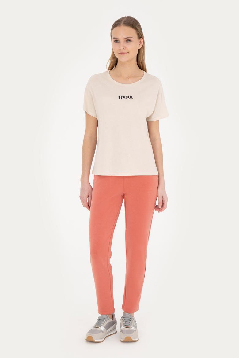 Kadın Krem Bisiklet Yaka Tişört - 50285886003