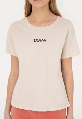 Kadın Krem Bisiklet Yaka Tişört - 50285886003