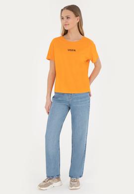 Kadın Turuncu Bisiklet Yaka Tişört - 50285886022