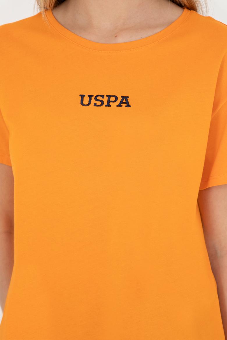 Kadın Turuncu Bisiklet Yaka Tişört - 50285886022