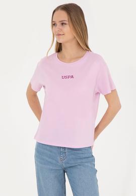 Kadın Pembe Bisiklet Yaka Tişört - 50285886029