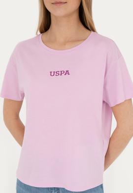 Kadın Pembe Bisiklet Yaka Tişört - 50285886029