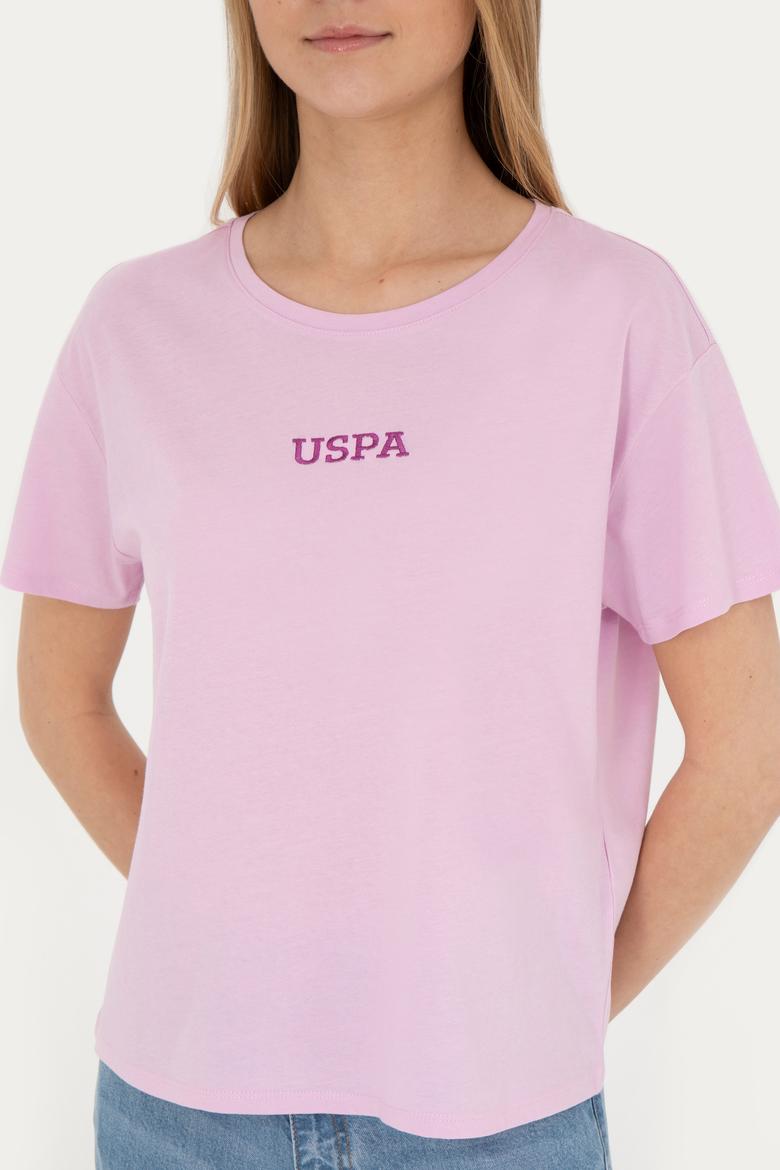 Kadın Pembe Bisiklet Yaka Tişört - 50285886029