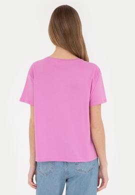 Kadın Menekşe Bisiklet Yaka Tişört - 50285886056