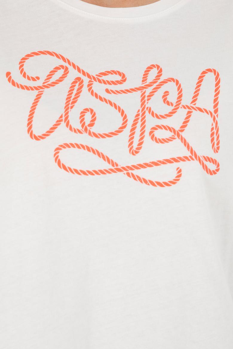 Kadın Ekru Bisiklet Yaka Tişört - 50286053019