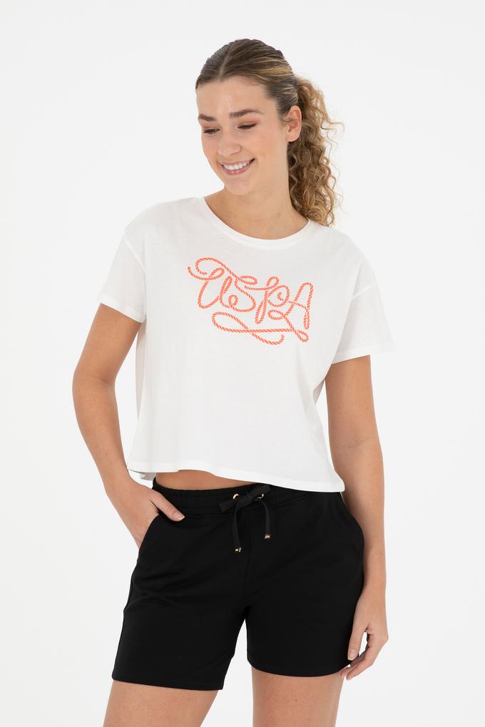 Kadın Ekru Bisiklet Yaka Tişört