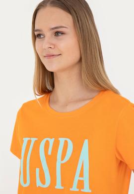 Kadın Turuncu Bisiklet Yaka Tişört - 50285843041