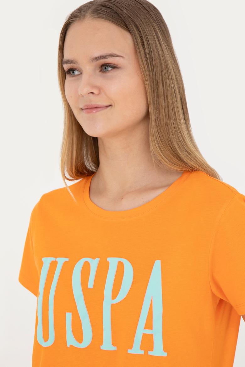 Kadın Turuncu Bisiklet Yaka Tişört - 50285843041