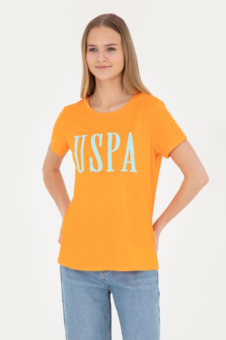 Kadın Turuncu Bisiklet Yaka Tişört - 50285843041