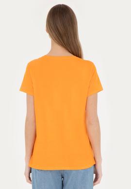 Kadın Turuncu Bisiklet Yaka Tişört - 50285843041