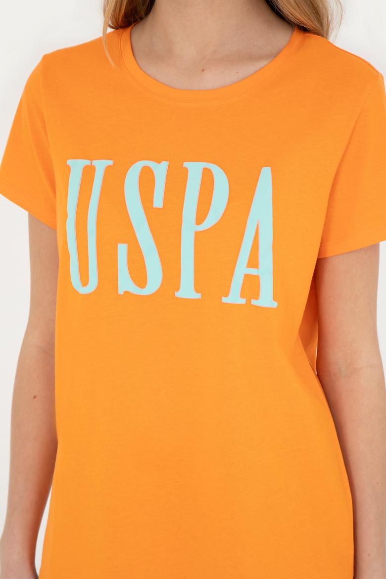 Kadın Turuncu Bisiklet Yaka Tişört - 50285843041