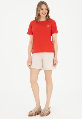 Kadın Kırmızı Bisiklet Yaka Tişört - 50282903006