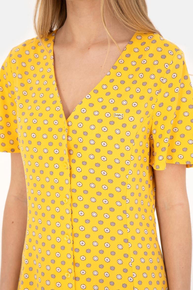 Kadın Sarı Midi Boy Dokuma Elbise - 50289211010