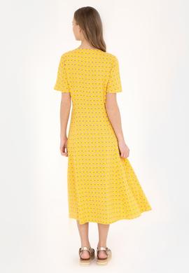 Kadın Sarı Midi Boy Dokuma Elbise - 50289211010
