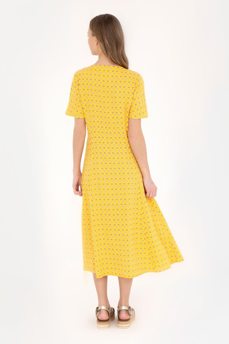 Kadın Sarı Midi Boy Dokuma Elbise - 50289211010