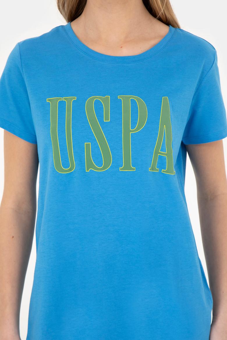 Kadın Saks Bisiklet Yaka Tişört - 50285843017