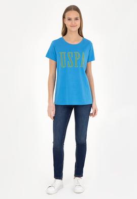 Kadın Saks Bisiklet Yaka Tişört - 50285843017