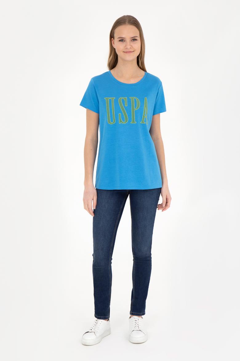 Kadın Saks Bisiklet Yaka Tişört - 50285843017