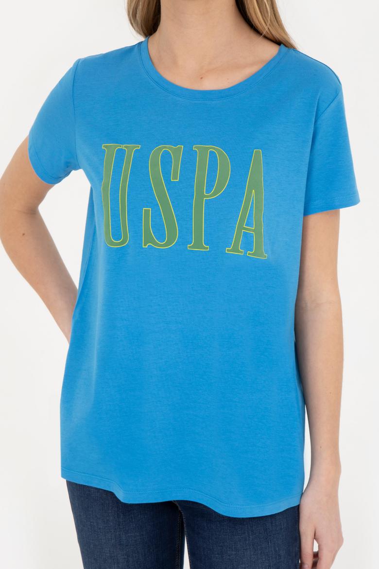 Kadın Saks Bisiklet Yaka Tişört - 50285843017