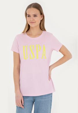 Kadın Pembe Bisiklet Yaka Tişört - 50285843028