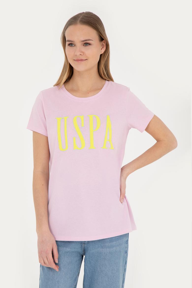 Kadın Pembe Bisiklet Yaka Tişört - 50285843028