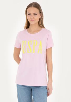 Kadın Pembe Bisiklet Yaka Tişört - 50285843028