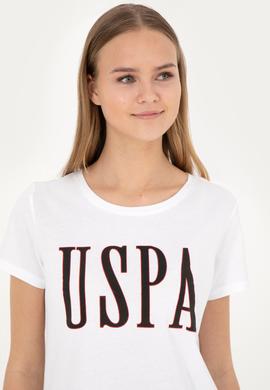 Kadın Beyaz Bisiklet Yaka Tişört - 50285843062