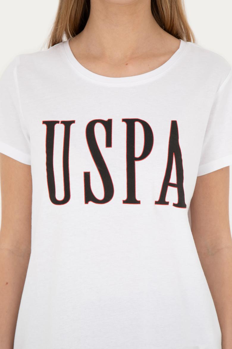 Kadın Beyaz Bisiklet Yaka Tişört - 50285843062