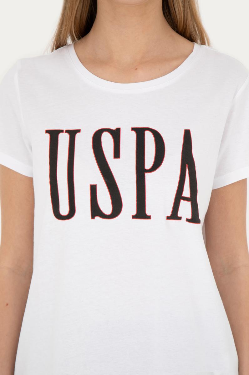 Kadın Beyaz Bisiklet Yaka Tişört