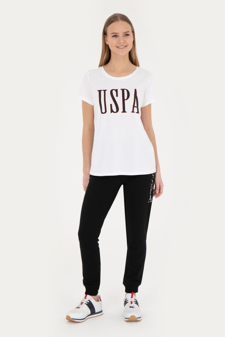 Kadın Beyaz Bisiklet Yaka Tişört - 50285843062