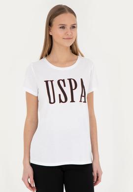 Kadın Beyaz Bisiklet Yaka Tişört - 50285843062