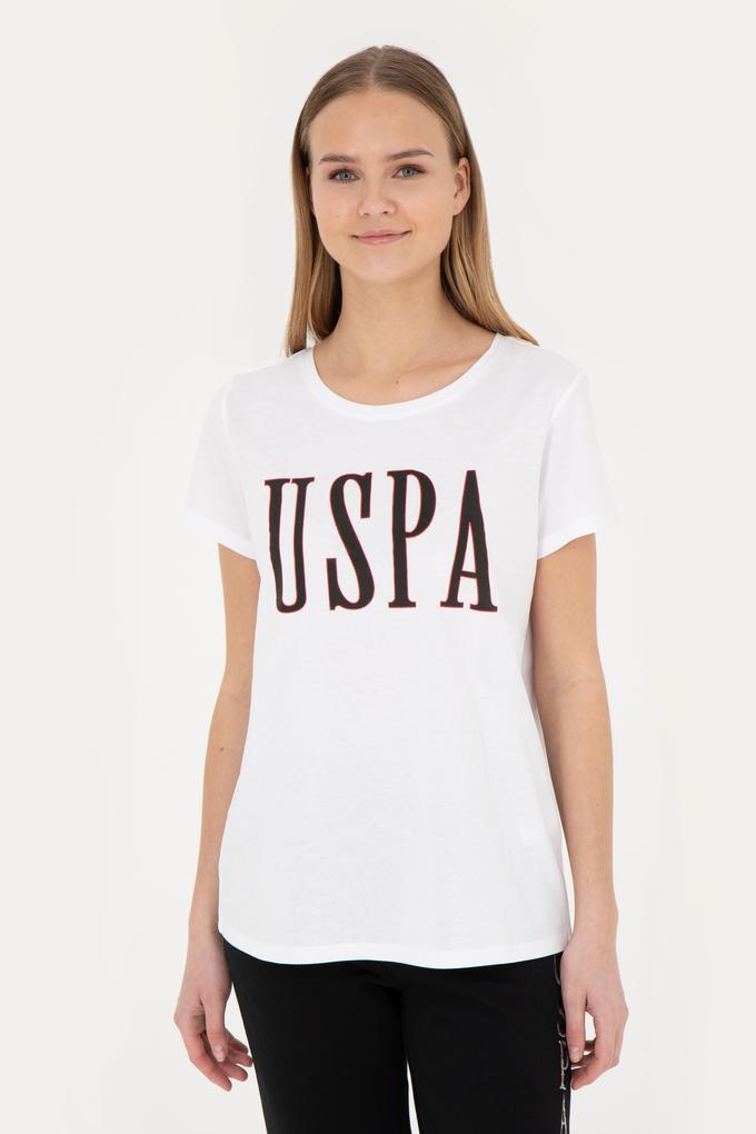 Kadın Beyaz Bisiklet Yaka Tişört