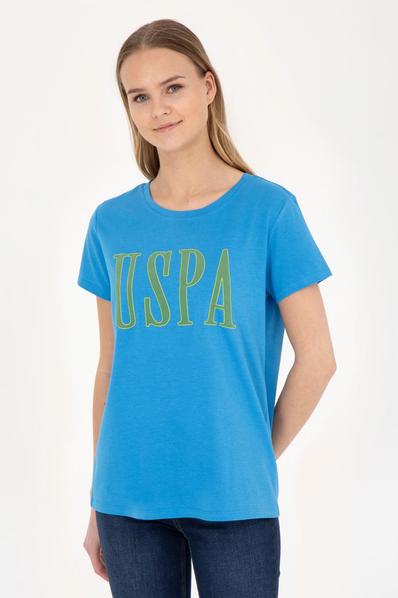 Kadın Saks Bisiklet Yaka Tişört