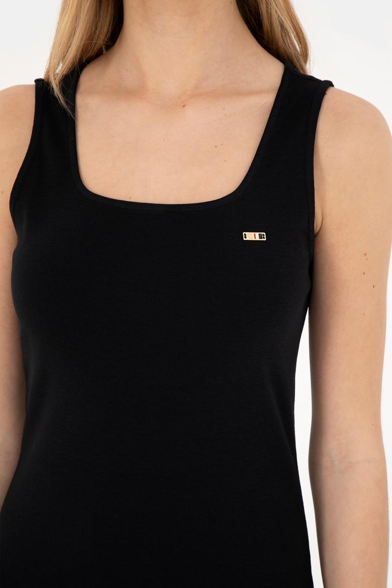 Kadın Siyah Bisiklet Yaka Örme Elbise - 50285858021