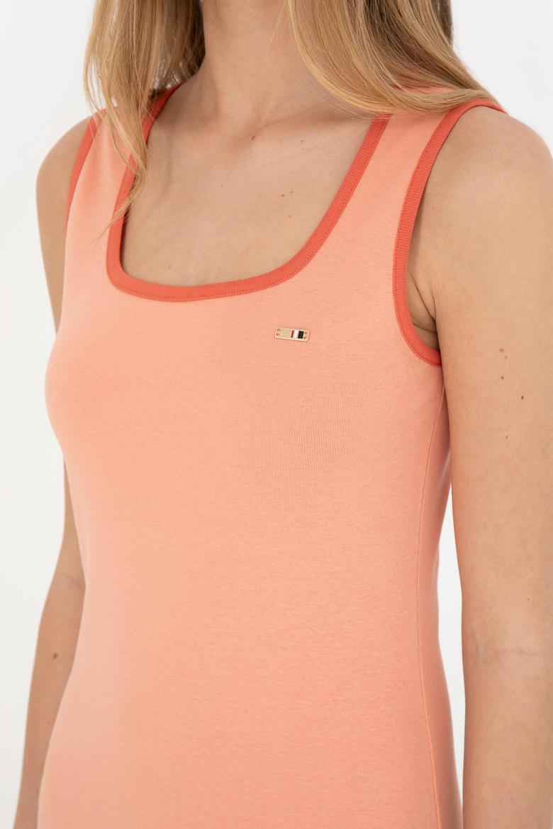 Kadın Somon Bisiklet Yaka Örme Elbise - 50285874009