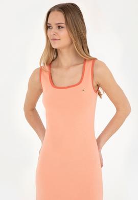 Kadın Somon Bisiklet Yaka Örme Elbise - 50285874009