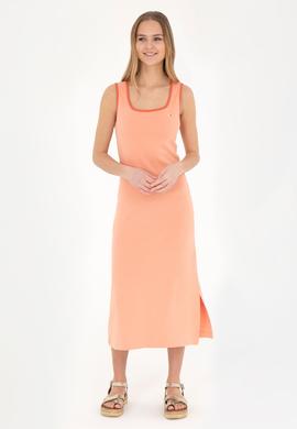 Kadın Somon Bisiklet Yaka Örme Elbise - 50285874009