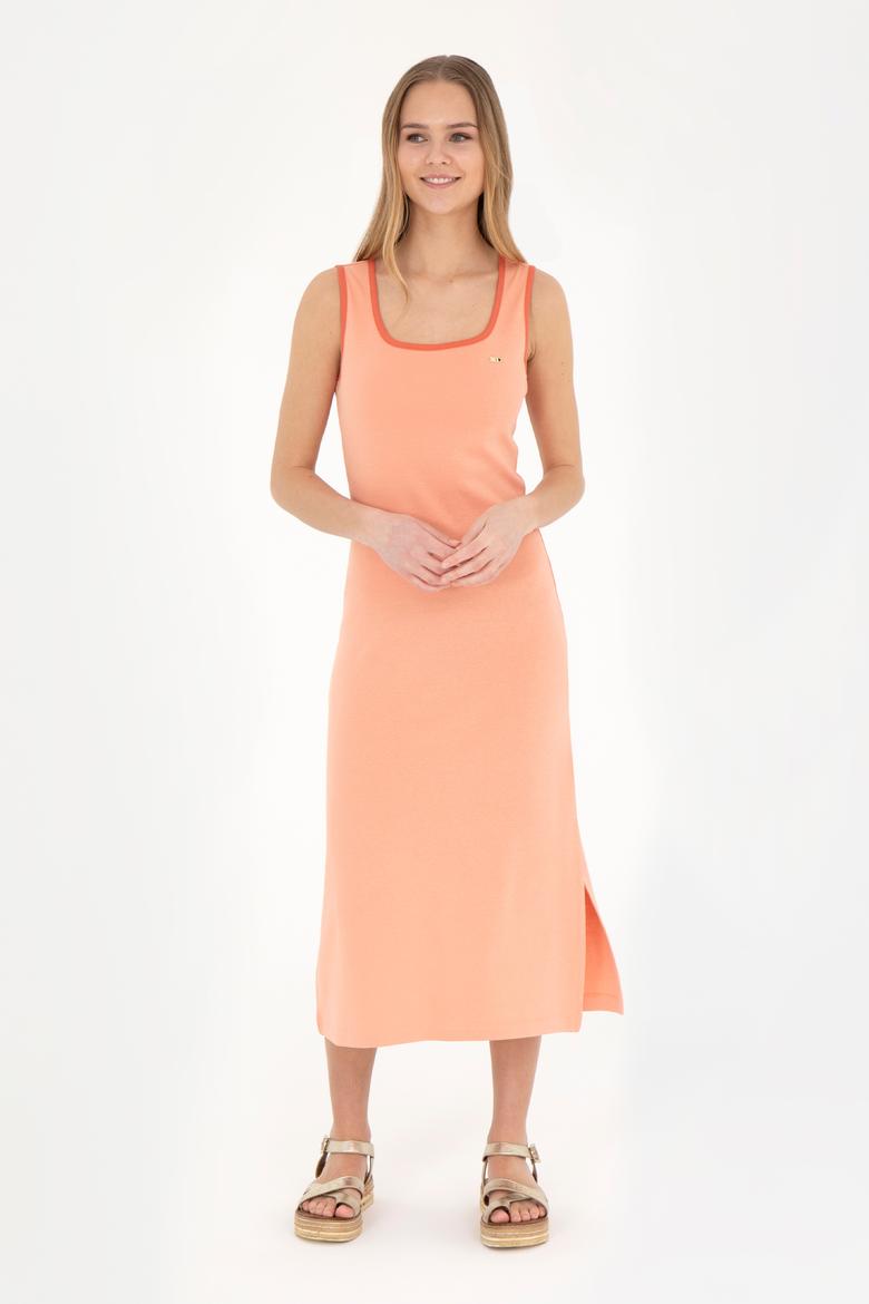 Kadın Somon Bisiklet Yaka Örme Elbise - 50285874009