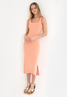 Kadın Somon Bisiklet Yaka Örme Elbise - 50285874009