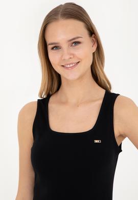 Kadın Siyah Bisiklet Yaka Örme Elbise - 50285858021