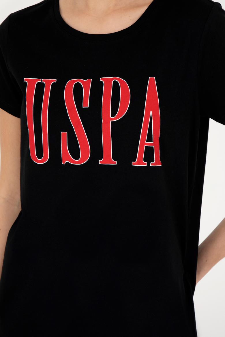 Kadın Siyah Bisiklet Yaka Tişört - 50285843009